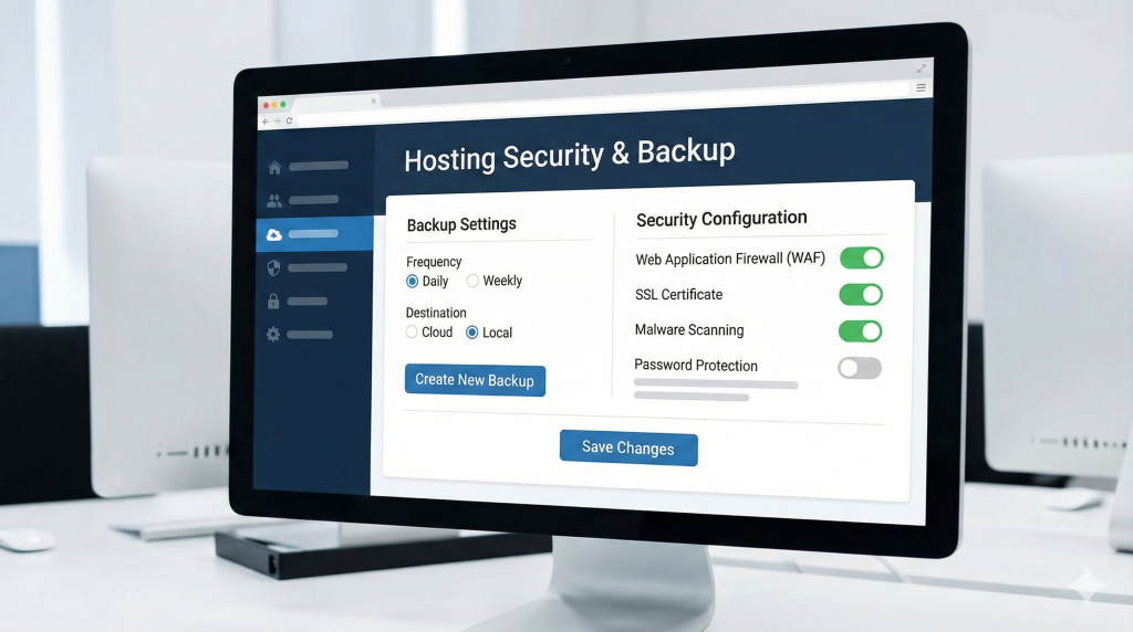 Best Web Hosting Small Business 2026: Performance & Cost Analysis 6 Web hosting backup and security configuration settings panel