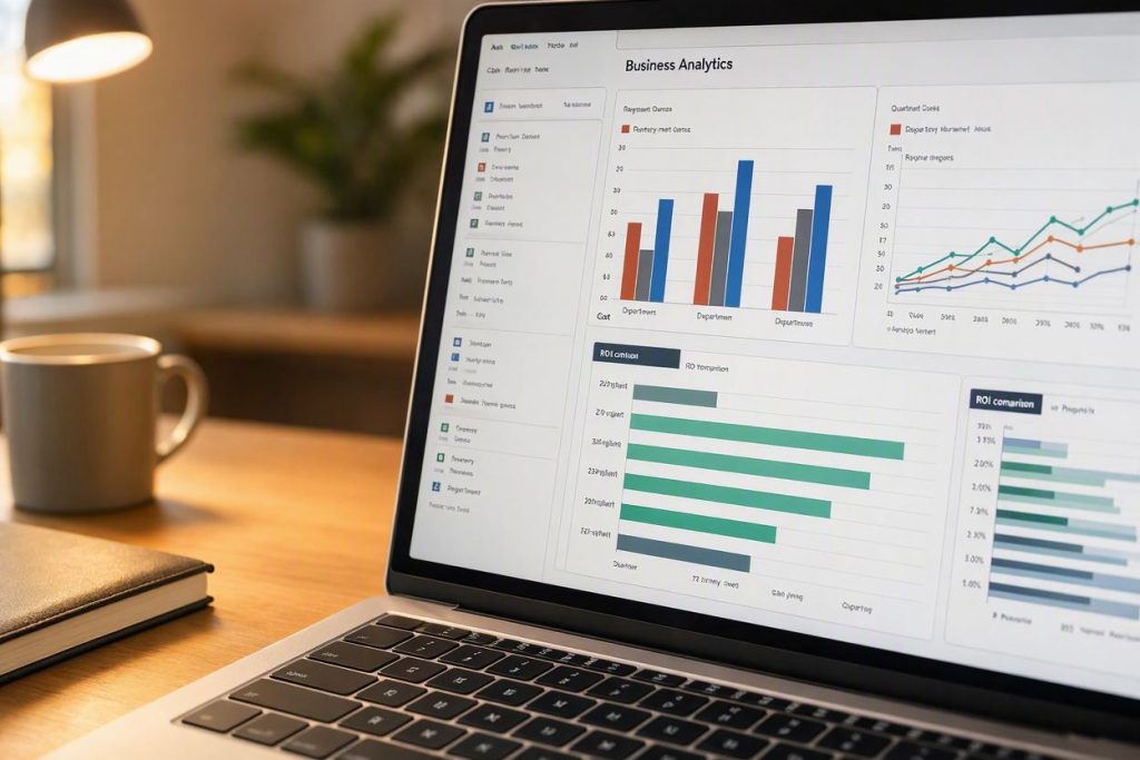 Financial cost comparison chart for software licenses on a modern laptop screen