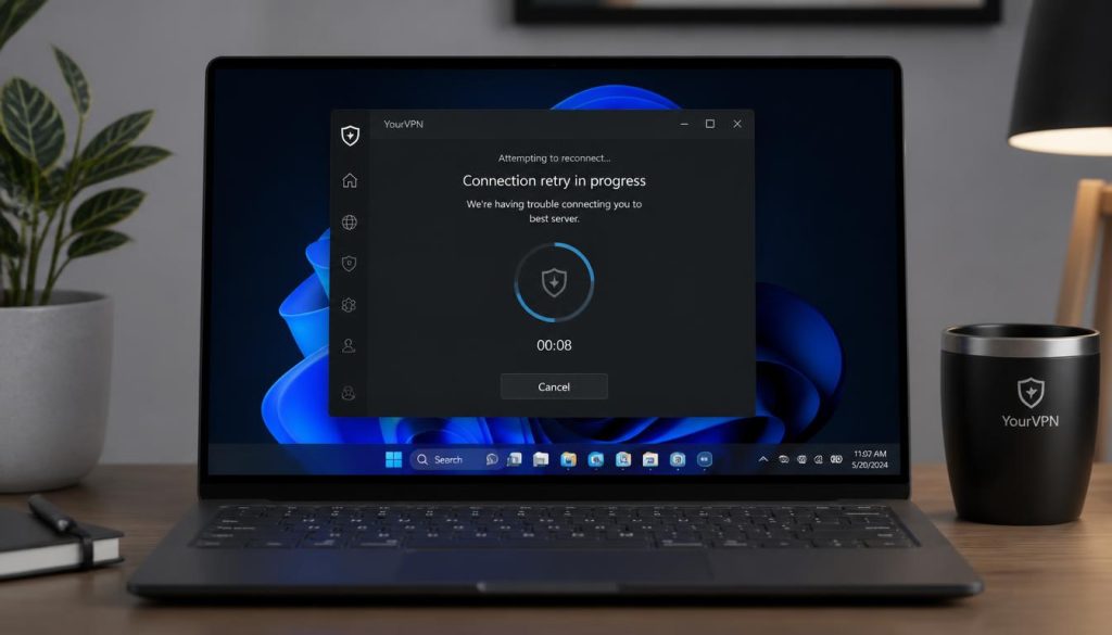 NordVPN Not Connecting on Windows 11: Step-by-Step Fix 1 NordVPN app showing connection error status on a Windows 11 laptop screen